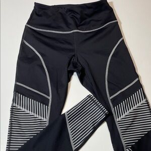 FILA Sport Black High Rise Leggings White Stripe Athletic Yoga Pants Size Small
